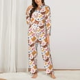 thumbnail image 2 of Pajama Sets for Women 2 Pcs, Abstractcartoon Cute Cat Face Button Down Long Sleeve Sleepwear Lounge PJ Sets, 2 of 6
