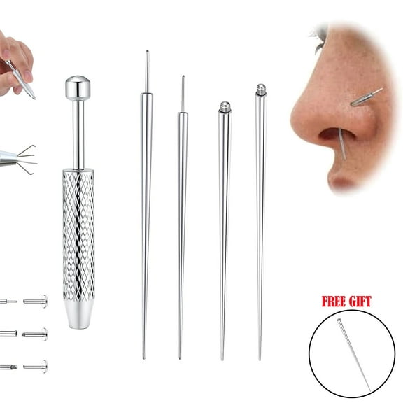 Piercing Taper Ball Grabber Tool for Changing Jewelry - 16G 18G Stainless Steel Flat Back Earrings Applicator Tool Threadless Insertion Pin Thread Body Piercing Kit for Ear Nose Lip