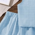 thumbnail image 5 of Girls 2 Piece Summer Outfit Dressy Casual Girls Matching Sets Size 12 Sleeveless Vest Blazer and Skirt/Shorts Set Kids Clothes Size 7-8 Years Blue, 5 of 5