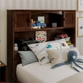 thumbnail image 3 of Pemberly Row Twin Wood Bookcase Headboard with Device Charger in Walnut, 3 of 7