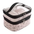 thumbnail image 1 of Neceser de maquillaje de transporte Contenedor de almacenamiento capacidad Cremallera doble Bolsa de lavado impermeable para accesorio Rosado Yinane Neceser de viaje, 1 of 7