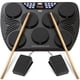 thumbnail image 1 of Pyle Electronic, máquina eléctrica portátil Bluetooth de mesa, 7 pads, toms, tambores, charles, platillos, bombo, controlador de pedal, USB, AUX, panel de pantalla LED (PTED08), 1 of 5