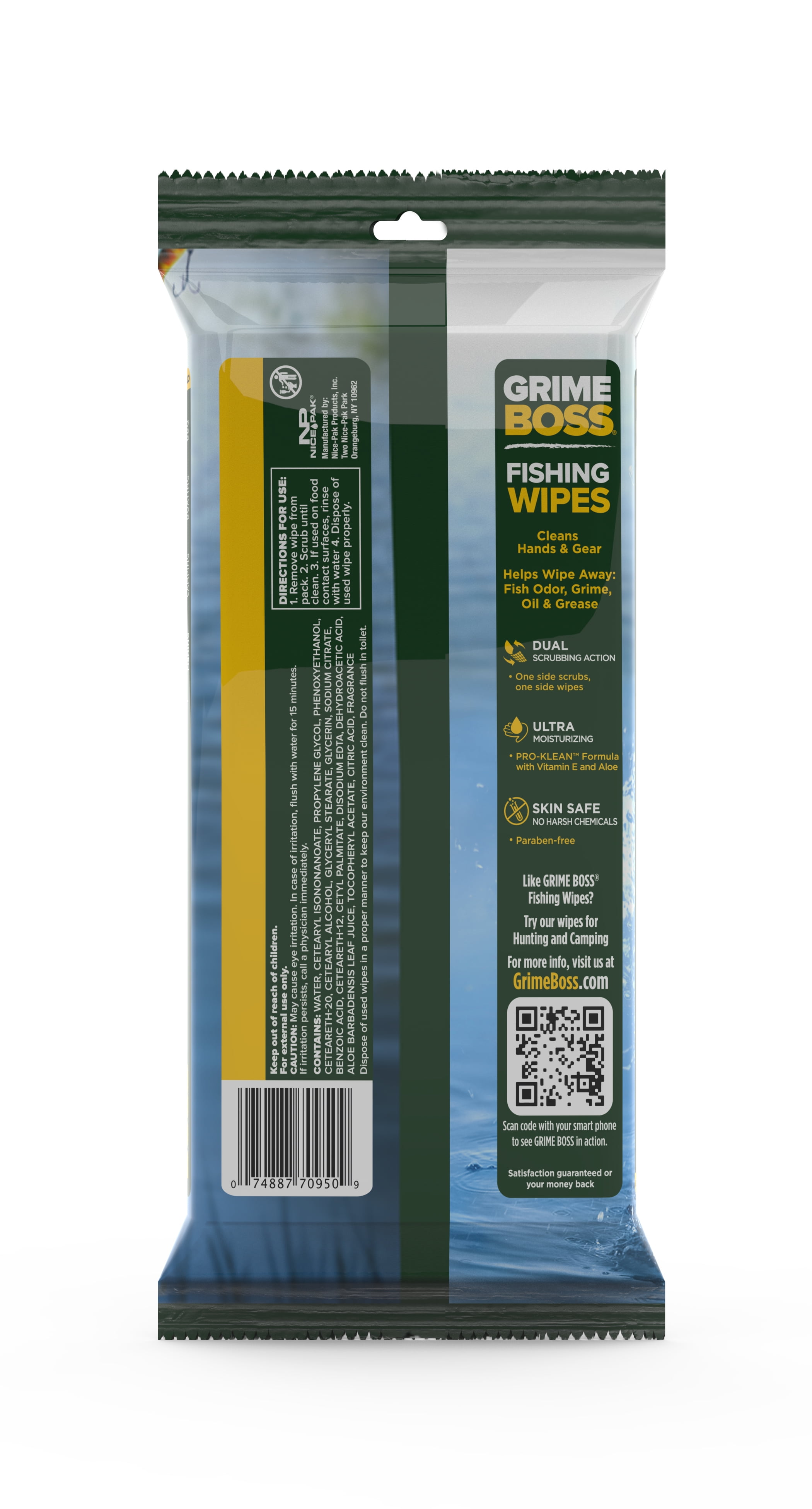 Grime Boss Fishing Wipes (5 x 24ct) | Removes Dirt & Cleans Hands, Rods,  Reels, & Tackle Boxes | Wipes Away Fish Odor, Slime & Oil