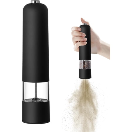 Electric Pepper Grinder, Electric Salt Grinder, Portable Design, Suitable for Kitchen and Cooking (Black)