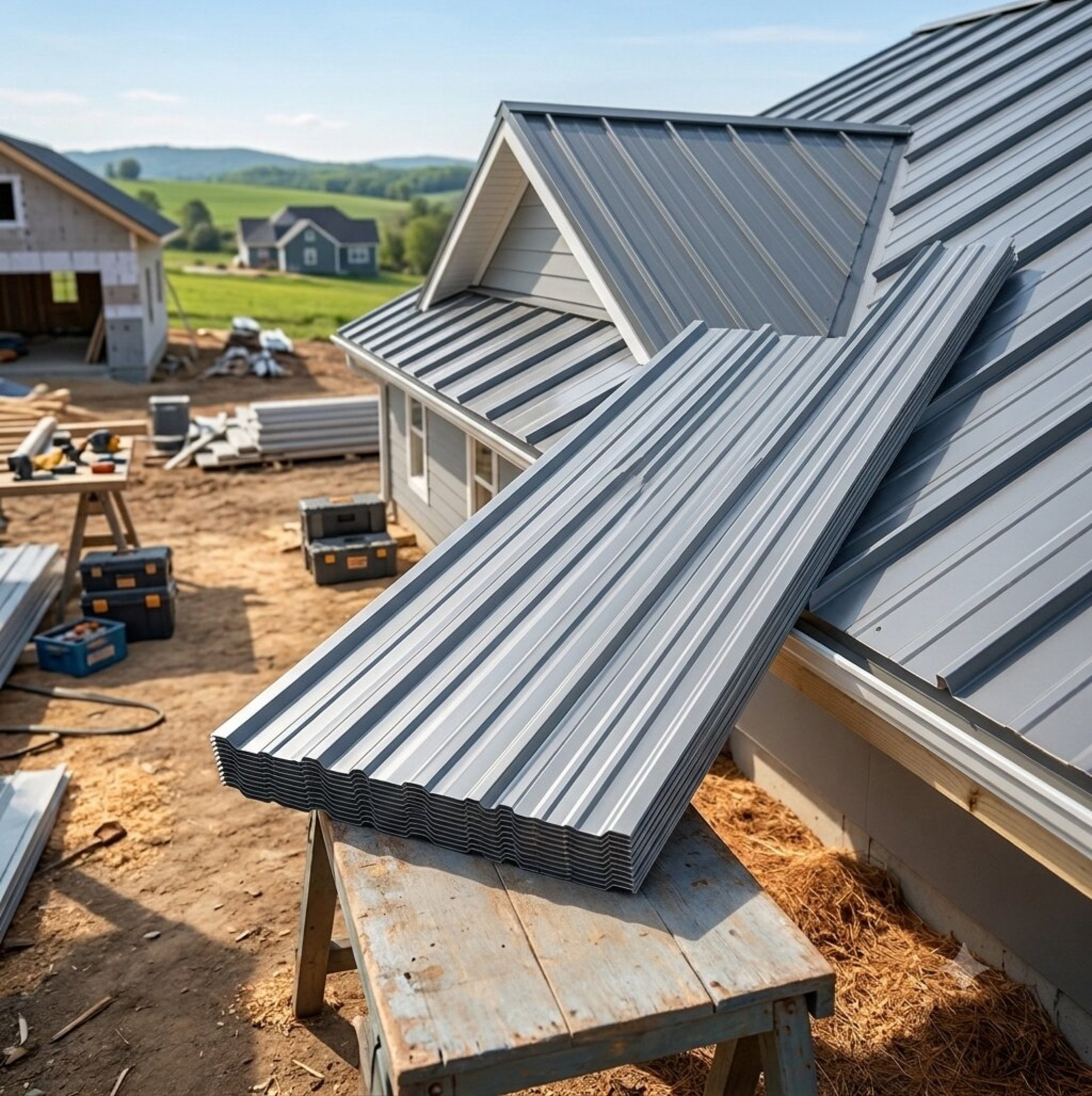 Noble House 10 Pack Corrugated Galvanized Metal Roofing Panels, 18.9" x 72.83" Waterproof Sheets, Gray