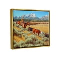 thumbnail image 3 of Western Ranch Horse Cattle Animals & Insects Painting Metallic Gold Framed Art Print Wall Art, 3 of 6