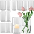 thumbnail image 1 of 12 jarrones de cristal cilíndricos, florero de cristal transparente, portavelas de huracán para pilar, decoración de mesa de comedor, centro de mesa de fiesta de boda, decoración del hogar para mesas, 1 of 7