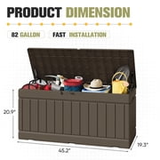 Homall 82 Gallon Outdoor Storage in Resin Deck Box Lockable Deck Box, Brown