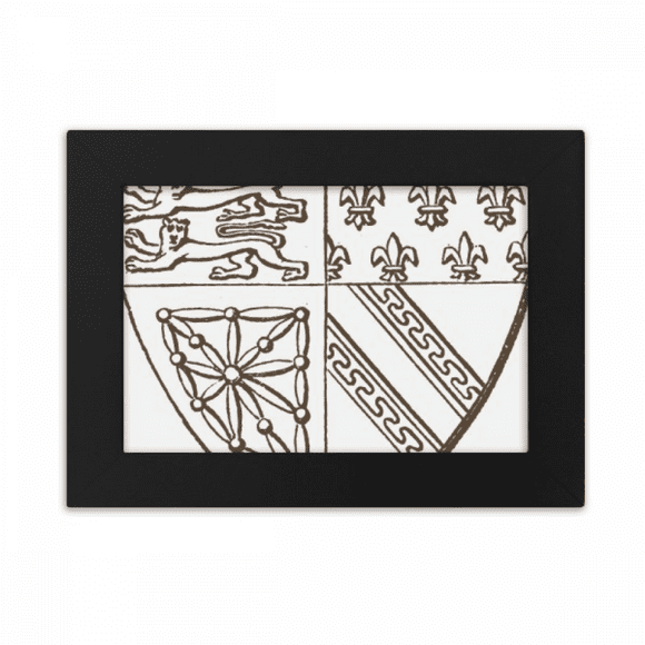 Black White Baroque Art Lion Shield Pattern Desktop Photo Frame Ornaments Picture Art Painting
