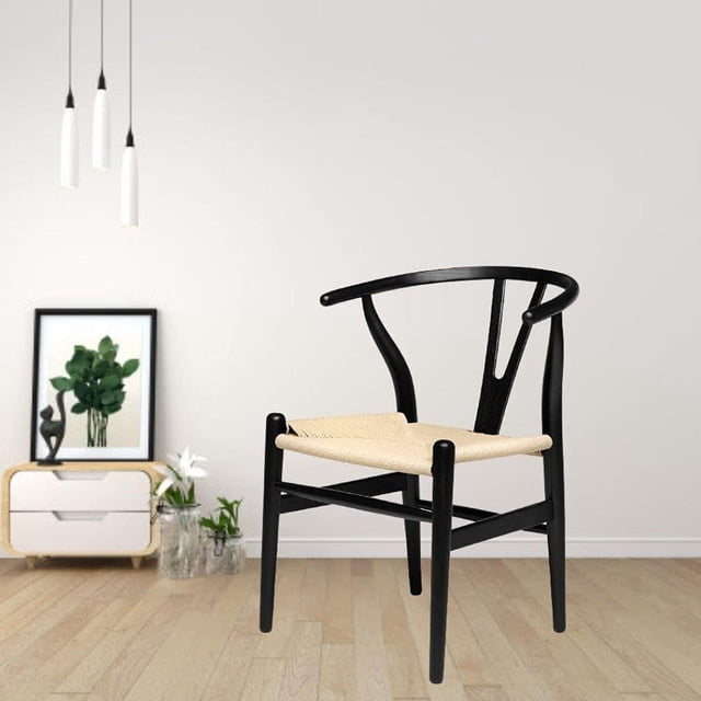 Wegner Style Wishbone Chair Replica &; Natural Wood Dining Side Chair
