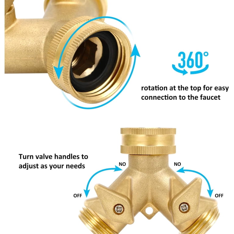 Styddi Solid Brass 2-Way Garden Hose Splitter, Heavy Duty photo 4