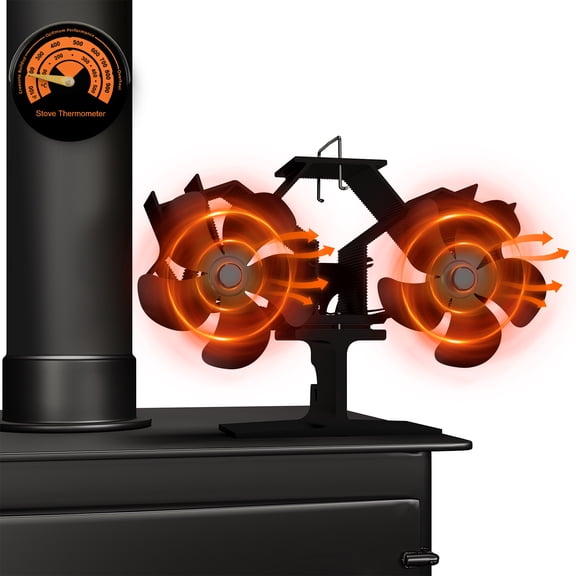 TCFUNDY Wood Stove Fan Heat Powered for Buddy Heater, Dual Motor Fireplace Fan w/ Bracket Fixed on Propane Space Heater, Quiet Operation Circulating Warm Air, Stove Fan for Wood/Log Burner Stove
