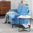 thumbnail image 3 of uhomepro Love Seats, Mid Century Sectional Fabric Sofa, Modern Couch Upholstered Sofas with 2 Pillow, Loveseat Sofa Couch for Small Spaces, Blue, 3 of 14