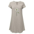 thumbnail image 3 of Feancey Women's Linen Beach Dress Loose Fit Casual Floral Print Mini Dresses Summer Short Sleeve V Neck Tshirt Dress Boho Vacation Dresses Gray L, 3 of 6