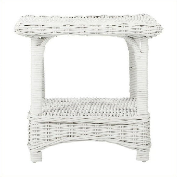 Safavieh Bowen Rattan Side Table in White