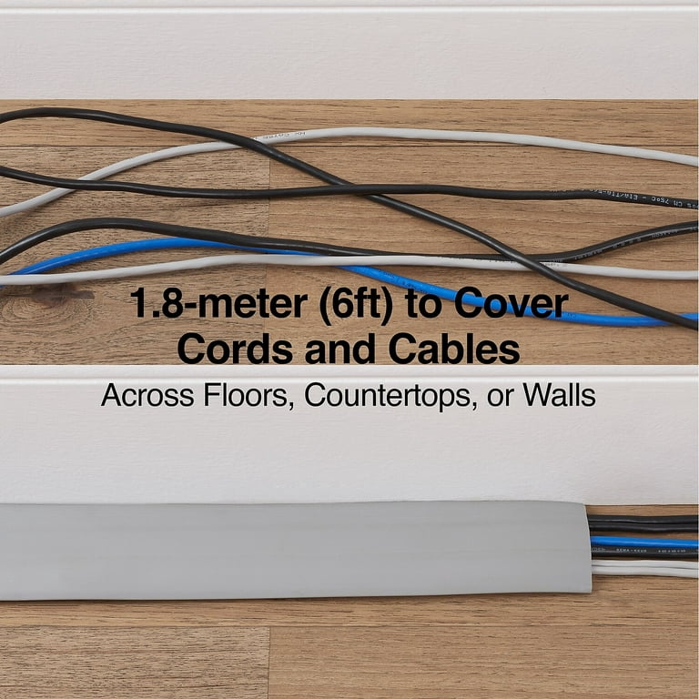 GREY FLOOR CORD COVER W/ADHESIVE TAPE - 6