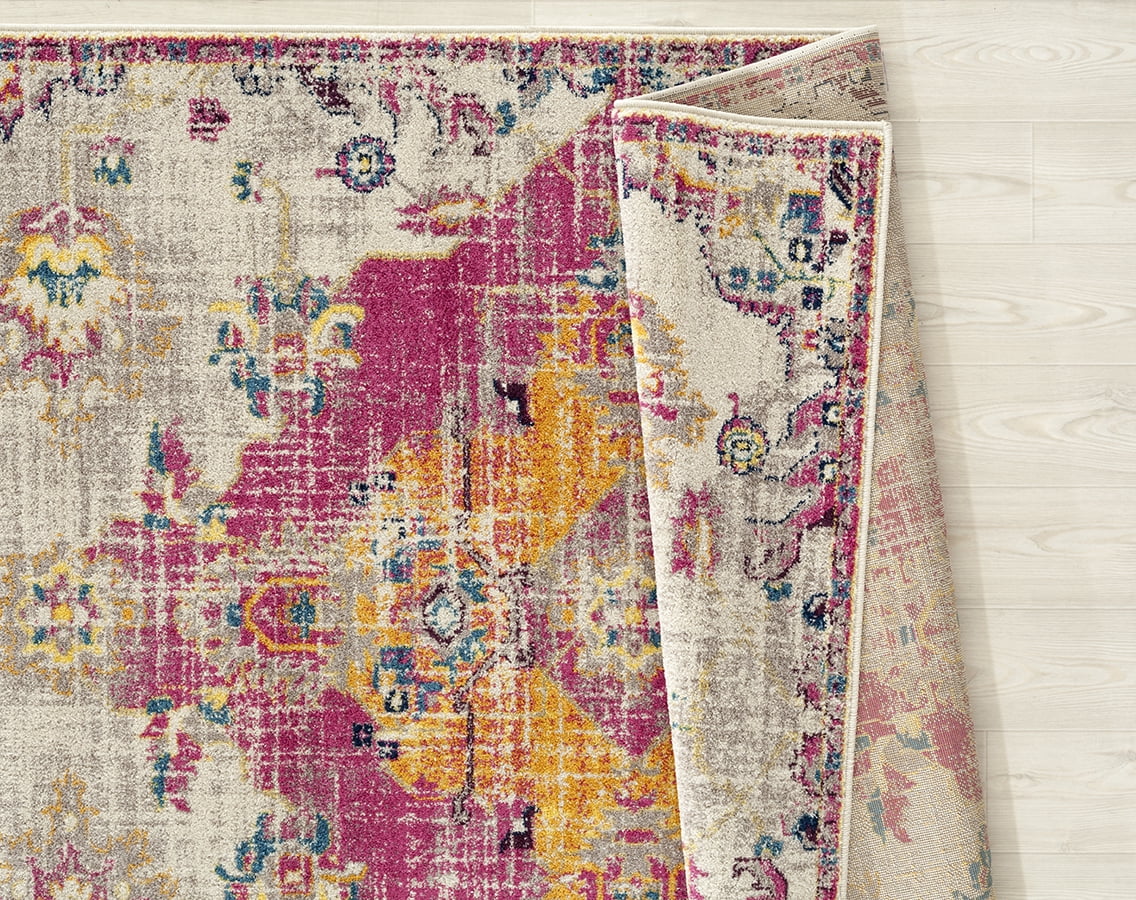 United Weavers Caledonia Seraphina Farmhouse Medallion Area Rug, Magenta, 9'10" X 13'2"