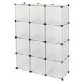 thumbnail image 3 of Cube Bookshelf with Door, Plastic Bookcase Organizer Closet Toy Organizer, Tesseract Piece Shelf, 4 Layer 12 Compartment Cube Storage Shelf, White Color, 3 of 8