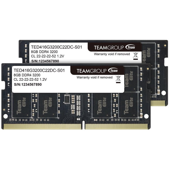 Team Elite 16GB (2 x 8GB) 260-Pin DDR4 SO-DIMM DDR4 3200 (PC4 25600) Laptop Memory Model TED416G3200C22DC-S01