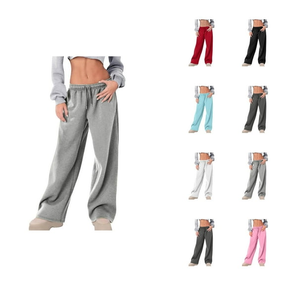 Soft Women's Winter Casual Wide Leg Sweatpants with Elastic Waistband for Comfortable Everyday Wear