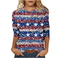 thumbnail image 2 of Cavosen Patriotic Tops for Women Petite 4th of July 3/4 Sleeve Crew Neck Shirts USA Star Striped Print Shirts Lady XL Red White and Blue Casual Tops Funny Patriotic Tunic Tees 2025 Patriotic Blouses, 2 of 5