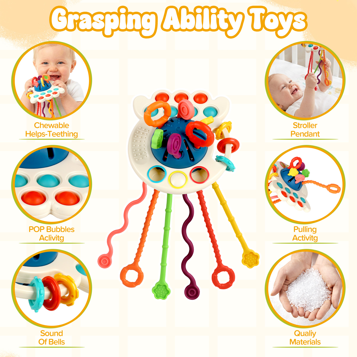 Flooyes 6-IN-1 Montessori Toys, Soft Rubber Set Play and Learn Early Box Toys For Kids Boys Girls 6 Months+