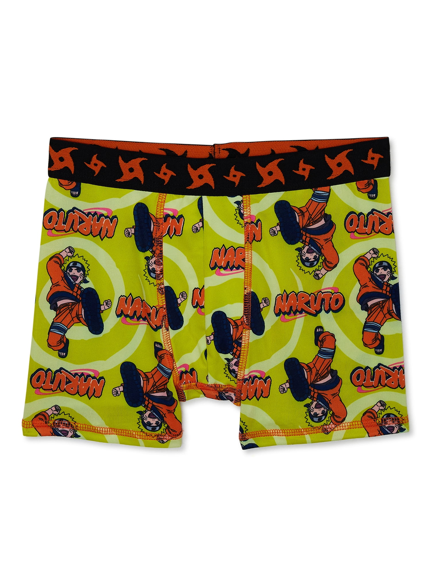 Naruto Boy's Breathable Anime Polyester Boxer Brief Underwear Size L, Multicolor (4-Packs)