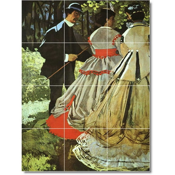 Ceramic Tile Mural-Claude Monet Men Women Painting 6. 12.75" w x 17" h using (12) 4.25 x 4.25 ceramic tiles