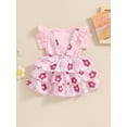 thumbnail image 4 of Bagilaanoe 3Pcs Newborn Baby Girls Overalls Dress Set Short Sleeve Romper Tops + Floral Suspender Skirt + Headband 3M 6M 12M 18M Infant Casual Clothes, 4 of 7