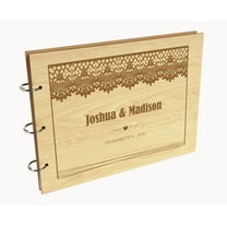 Darling Souvenir Personalized Engraved Laser Cut Wedding Guest Book Wooden Cover Sign-in Book Registry Guestbook Scrapbook-RN