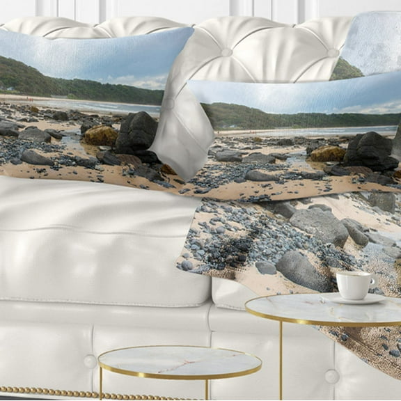 Designart 12" x 20" Blue Polyester Throw Pillow