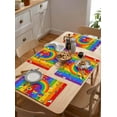 thumbnail image 5 of Rainbow Placemats Set of 6, Washable Woven Burlap Cloth Fabric Placemat for Square/Rectangle/Round/Oval Dining Table, Easy Clean Place Mats for Toddlers, Kids Modern Geometric Ombre Stripes Aesthetics, 5 of 6