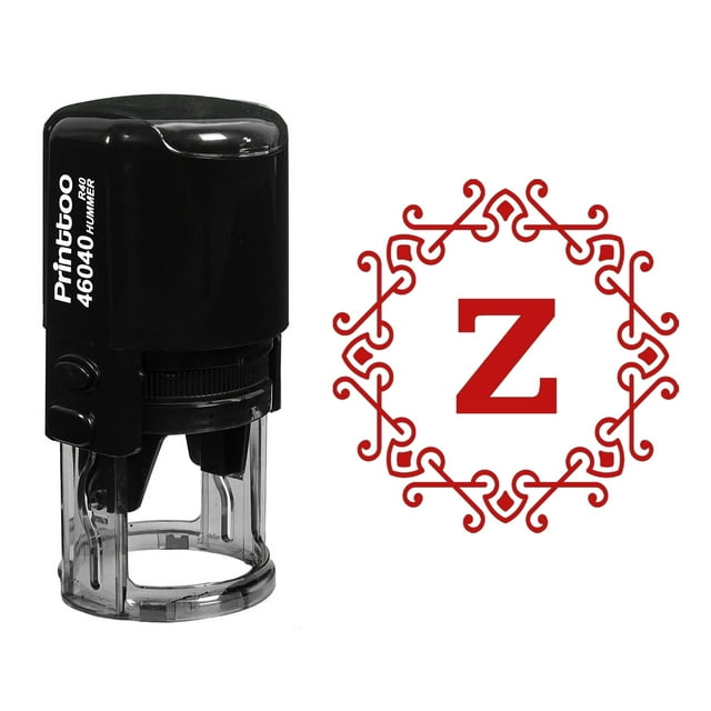 Printtoo Self Inking Octagon Celtic Swirl Frame Alphabet Z Monogram Office Stationary R-40 Rubber Stamp-Red