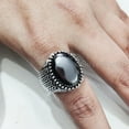 thumbnail image 7 of Hematite Mans Ring, Natural Hematite Mens Ring, Unisex Ring, Silver Jewelry, 925 Silver Ring, Birthday Gift, Heavy Men Ring, Arabic Design, Ottoman Style Ring, Christmas, Turkey Mens Signet Ring, 7 of 7