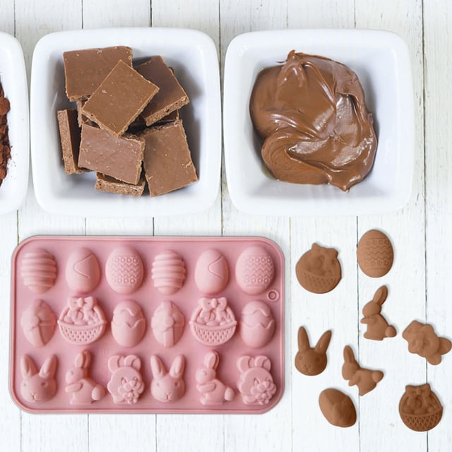 Fiudx Moldes para Pastel de Pascua, Silicona de Grado Alimenticio, Aptos para Microondas, Antiadherentes, de Fácil Desmoldado, Herramienta Versátil para Hornear, Decoración de Chocolate para Pasteles