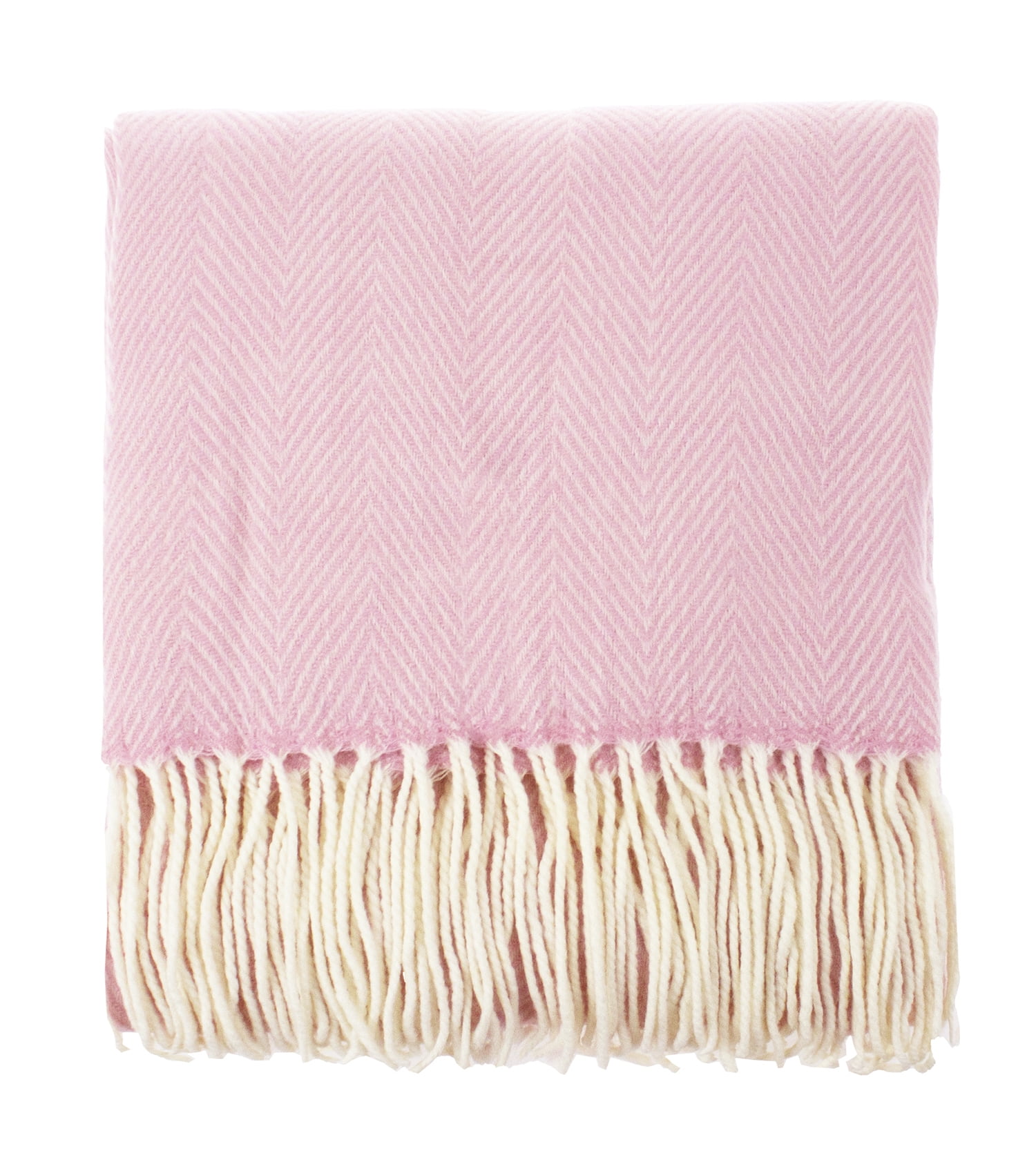 Herringbone Fringed Throw Blanket 50"W x 60"L (Pink)