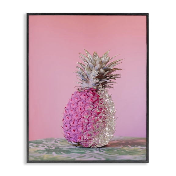 Stupell Industries Glam Pink Glam Disco Pineapple Black Framed Giclee Art, 11 x 14, by Ziwei Li