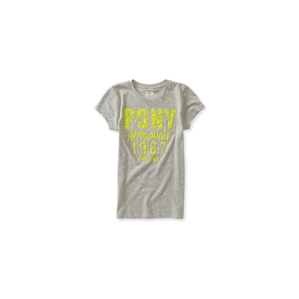 Aeropostale Girls PS NY 1987 Graphic T-Shirt, Gris, M (10)