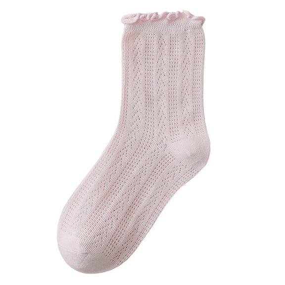 Eltusu Girls Socks, Stretch Solid Color Cotton Mid-Calf Spring Fall Socks Purple Size 9-12 T