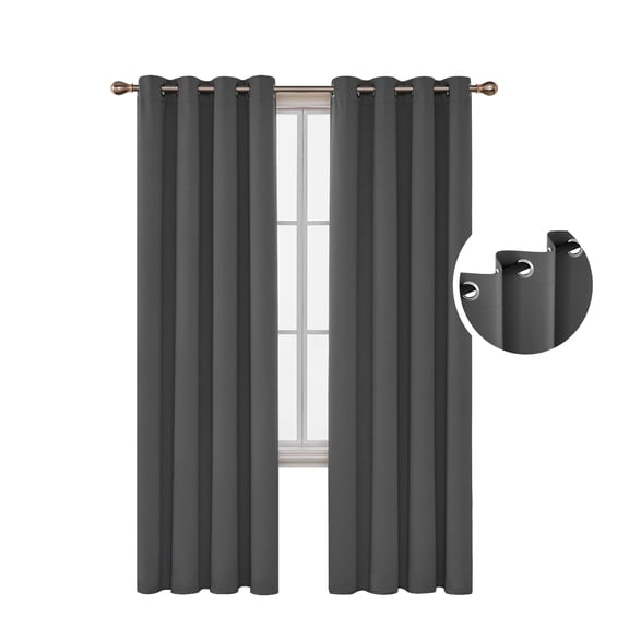 ZOPZO Room Darkening Curtains Pack of 2, Energy Saving, Dark Gray, 55W x 84L Inch, Noise Reducing Thermal Insulated Drapes for Living Room Windows