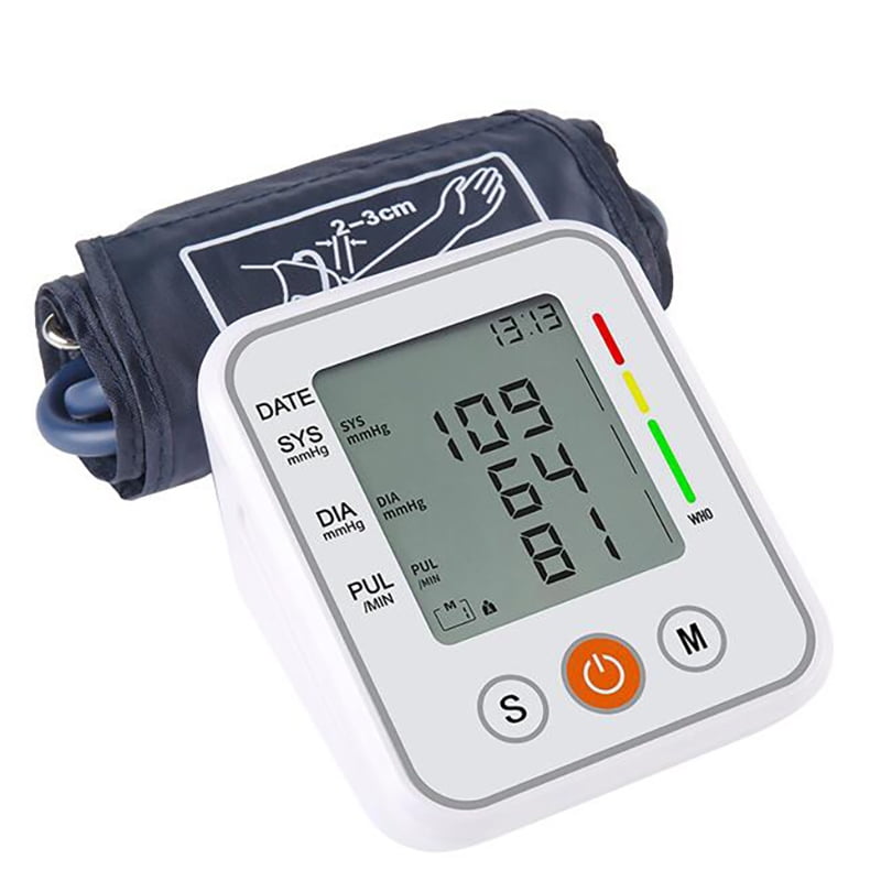 Digital Upper Arm Blood Pressure Monitor with LCD Digital BP Machine with Voice Broadcast, White