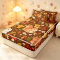 thumbnail image 2 of Homewish Wild Exotic Mushrooms Zipper Twin Comforter Sets with Fitted Sheet and 2 Pillowcases,Cartoon Squirrel Animals Zipper Bedding Set,Brown,Black Reversible,4pcs, 2 of 8