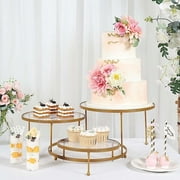 Balsa Circle 23 in Gold 3 Tier Round Metal Cake Dessert Stand Clear Acrylic Plates Party Events Decorations