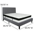 thumbnail image 4 of Flash Furniture Roxbury Queen Size Tufted Upholstered Platform Bed in Light Gray Fabric with Memory Foam Mattress, 4 of 5