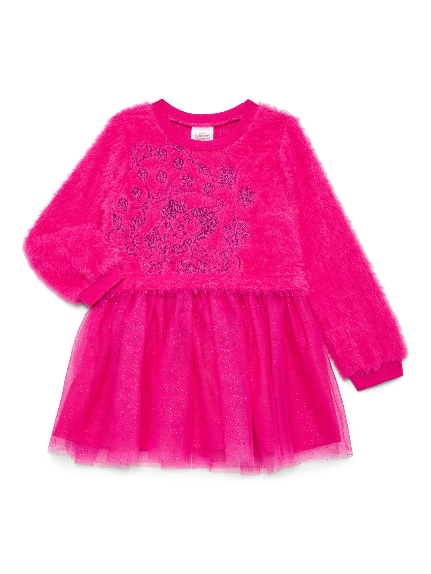 Strawberry Shortcake Toddler Girls Long Sleeve Eyelash Knit Tutu Dress Sizes 12M 5T