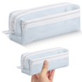 thumbnail image 2 of Mesh Pencil Case, Large Capacity Pencil Bag with Handle and Zipper, Double-Layer Pencil Cases, Portable Pencil Storage Pouch Bag, Sheer Mesh Pen Holder, Minimalist Stationery Organizer,Blue, 2 of 9
