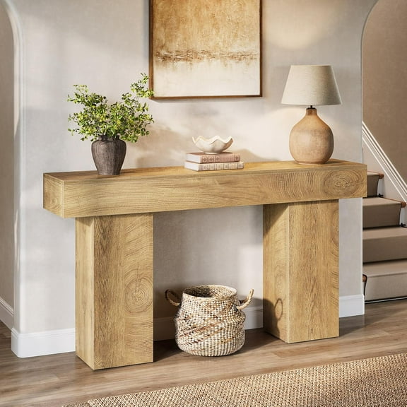 Tribesigns 63-Inch Farmhouse Console Table for Entryway, Wooden Sofa Table for Living Room, Hallway & Entrance, Brown
