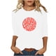 thumbnail image 1 of Blusas para Mujeres Casual 3/4 Manga Cuello Redondo Impreso Suelto, Mujer 3/4 Manga Tops Y Blusas para Diario, 1 of 4