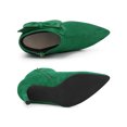 thumbnail image 4 of BLISSFUL STEP Women's Ankle Boots Faux Suede Bow Decor Stiletto Heel Pointed Toe Side Zip Booties  Emerald Green 11, 4 of 7