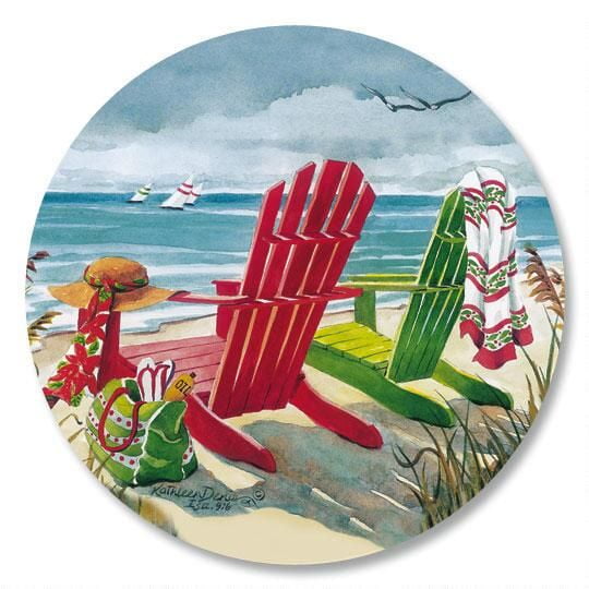 Seashore Christmas Envelope Seals - Set of 144 Holiday Stickers, 1 1/2 Inch Diameter
